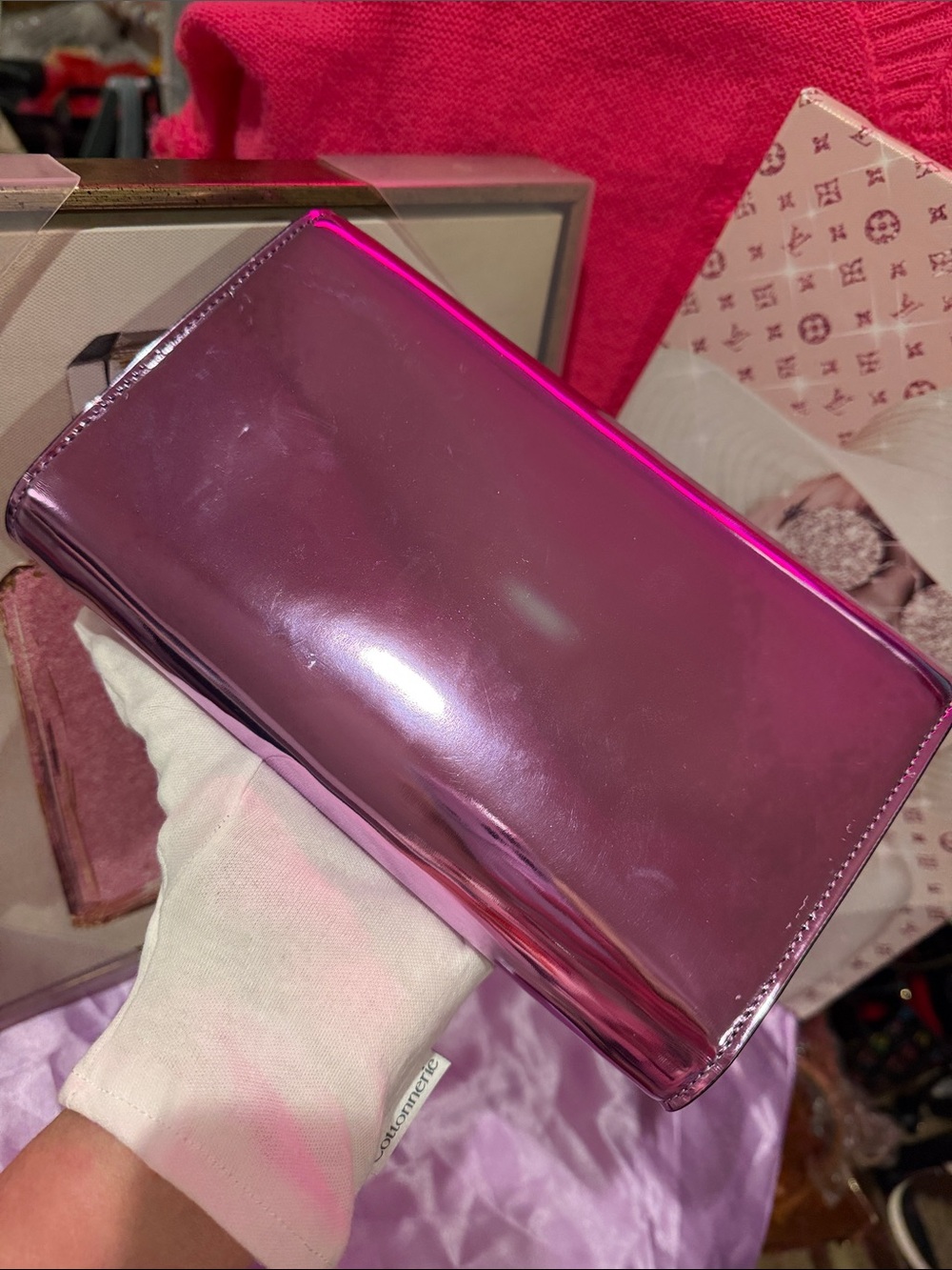 Versace NWT 💥 sold out💥 pink graphite clutch Crossbody chain bag - Picture 4 of 8